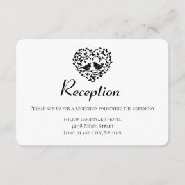 Cartão De Informações Recepção de Noivado Preta Casais de Pássaros Flora