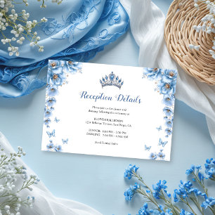 Cartão De Informações Recepção de Quinceñera Azul com Dusty Quimérica