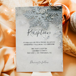 Cartão De Informações Recepção de tipografia da neve prateada no inverno