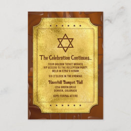 Cartão De Informações Recepção do Bar Mitzvah com Chocolate em forma de 