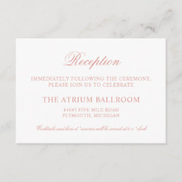 Cartão De Informações Recepção Elegante Caligrafia Dourado Rosa