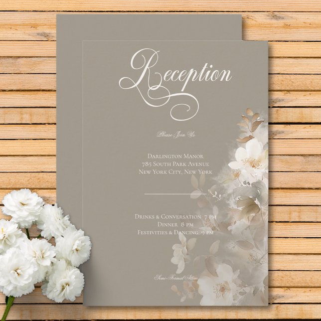 Cartão De Informações Recepção Floral Romântica Eoral Neutra do bege Neu (Romantic Ethereal Neutral Beige Floral Reception Enclosure Card)
