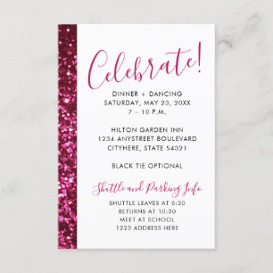 Cartão De Informações Recepção Mitzvah, cor-de-rosa e escura