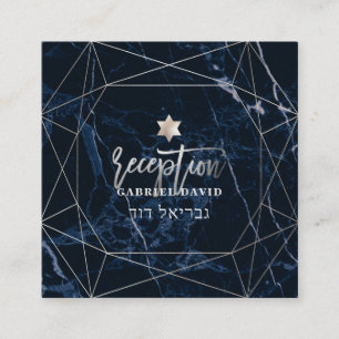 Cartão De Informações Recepção Mitzvah de Marble Midnight Blue da PixDez
