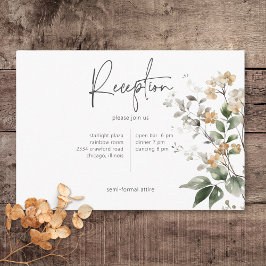 Cartão De Informações Recepção Rústica De Flores Selvagens De Tan Queda