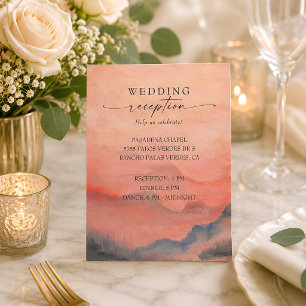 Cartão De Informações Recepção Rústica Do Casamento De Coral De Montanha