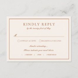 Cartão De Informações Receptáculo de Casamento Monograma Crest Terracott