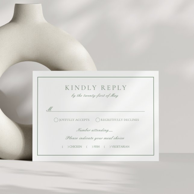 Cartão De Informações Receptáculo de Casamento RSVP Verde da Monograma C (Criador carregado)