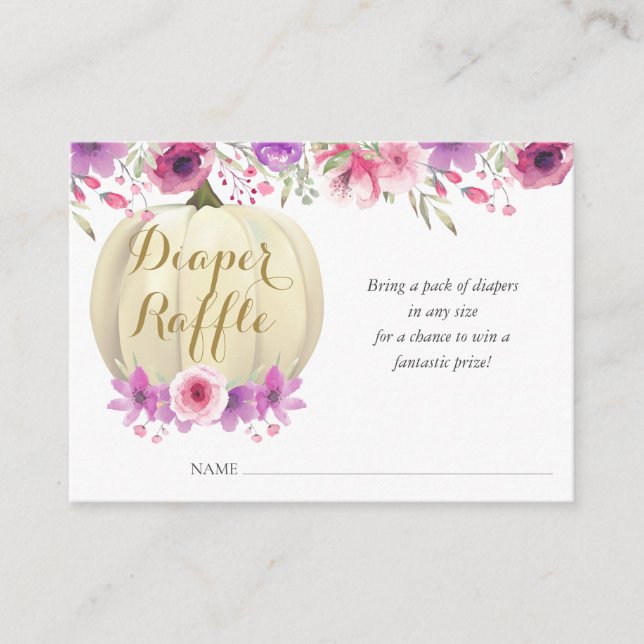 Cartão De Informações Receptáculo de Chá de fraldas de Raffle com Fralda (Frente)