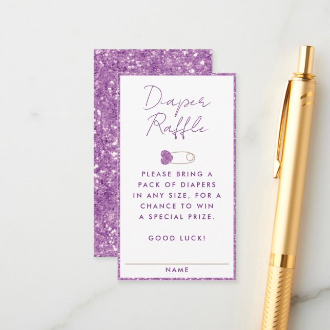 Cartão De Informações Receptáculo de Chá de fraldas de Raffle com Fralda (Frente/Verso In Situ)
