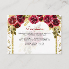 Cartão De Informações Receptáculo de Quinceañera com Arco Dourado Floral