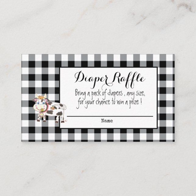 Cartão De Informações Receptáculo de Raffle da Fralda de Búfalo Negro (Frente)