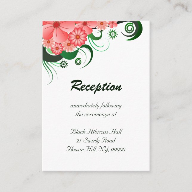 Cartão De Informações Receptáculo de Recepção de casamento de Hibiscus R (Frente)