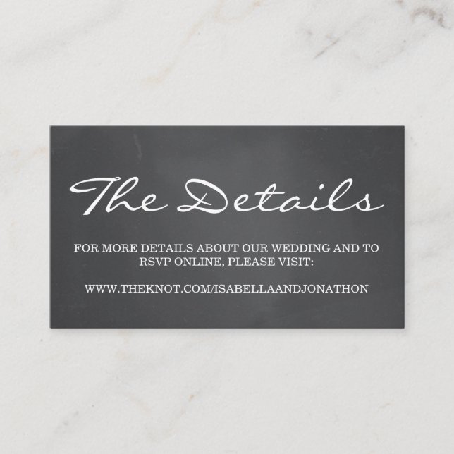 Cartão De Informações Receptáculo de Website de Casamento em Segundo Pla (Frente)