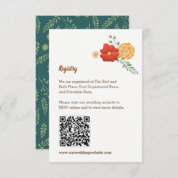 Cartão De Informações Recinto de Casamento Foliar Romântico de Raposas F