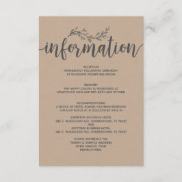 Cartão De Informações Recinto de informações sobre casamento Botânico ru