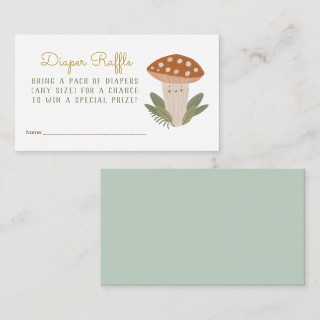 Cartão De Informações Recinto de Raffle com Fralda de cogumelo (Frente/Verso)