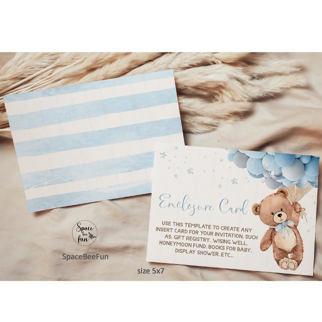 Cartão De Informações Recinto do ursinho de pelúcia, cartão, detalhes do (Teddy bear ,Enclosure Card,Invitation,Details Card,RSVP card,Book For Baby,Editable Instant Download)