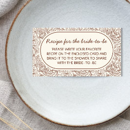 Cartão De Informações Recipe For Bride Floral Brown Handwritten