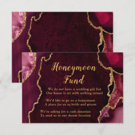 Cartão De Informações Red and Gold Agate Honeymoon Fund