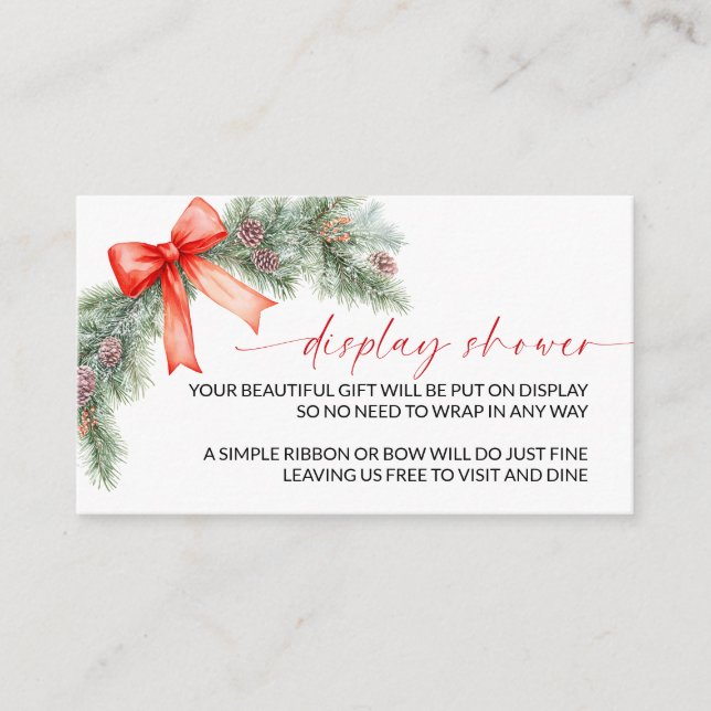 Cartão De Informações Red Bow Christmas Display Shower (Frente)