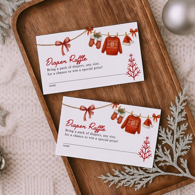 Cartão De Informações Red Christmas Diaper Raffle Card  (Criador carregado)