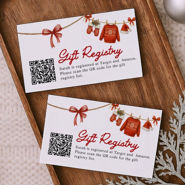 Cartão De Informações Red Christmas Gift QR Code Registry Card (Criador carregado)