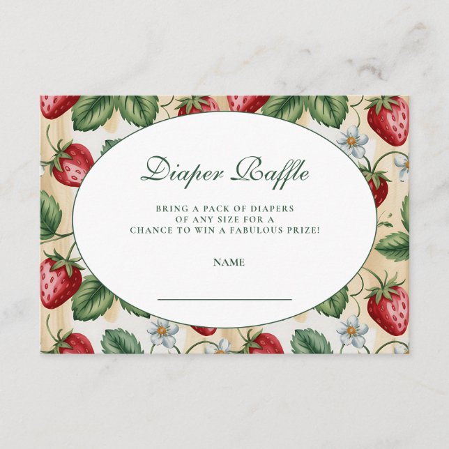 Cartão De Informações Red Gingham Berry Diapper Raffle (Frente)