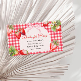 Cartão De Informações Red Gingham Strawberry Books for Baby Shower