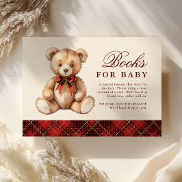 Cartão De Informações Red Plaid Bear Baby Shower Books For Baby