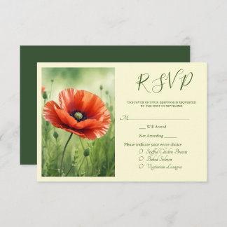 Cartão De Informações Red Poppy RSVP Card