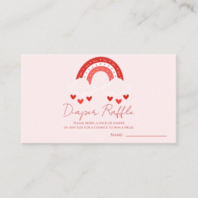 Cartão De Informações Red Rainbow baby shower Diaper Raffle (Frente)