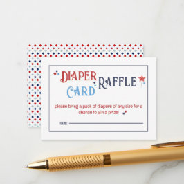 Cartão De Informações Red White and Due Diaper Raffle Card