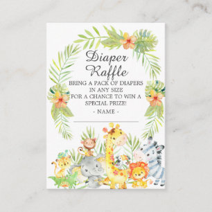 Cartão De Informações Refeição da Fralda dos Animais da Selva Neutros