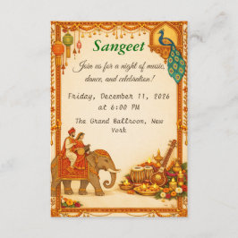 Cartão De Informações Regal Indian Wedding Sangeet Details Card