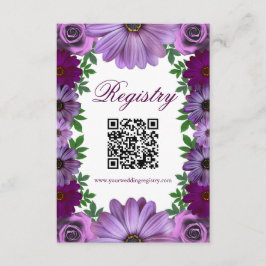 Cartão De Informações Regal Purple Floral Wedding Registry
