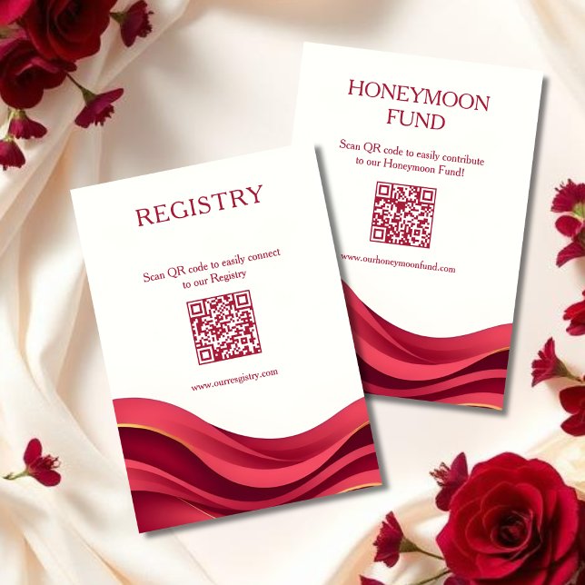 Cartão De Informações Registro Borgonha & Fundo de Lua de Mel (Burgundy Registry & Honeymoon Fund Enclosure Card )