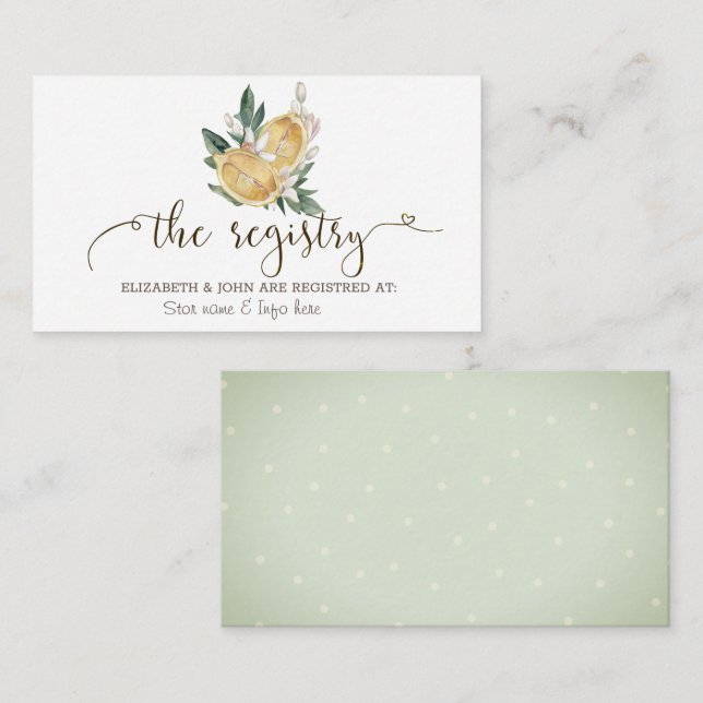 Cartão De Informações Registro Botânico de Limões em Aquarela (Frente/Verso)