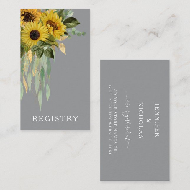 Cartão De Informações Registro Casal de Sunflower Eucalyptus (Frente/Verso)