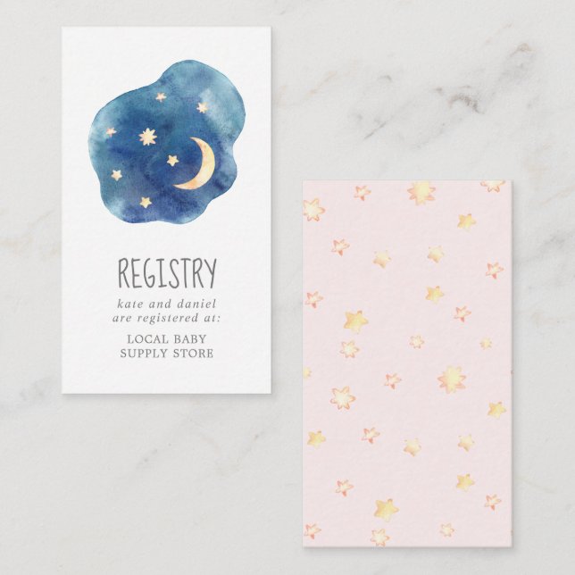 Cartão De Informações Registro da Moon e Stars Baby Girl (Frente/Verso)