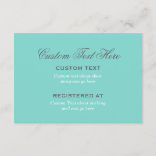 Cartão De Informações Registro de Casamento Azul Elegante de Robin