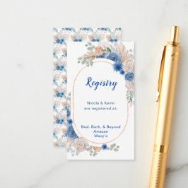 Cartão De Informações Registro de Casamento Boho Blue Pampas Grass