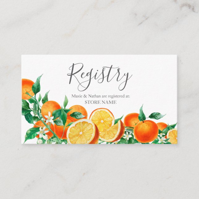 Cartão De Informações Registro de Casamento Boho Orange Blossom (Frente)