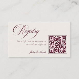 Cartão De Informações Registro de Casamento Código QR Marfim Clássico Bo
