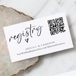 Cartão De Informações Registro de Casamento Código QR Moderno Simples Ca