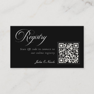 Cartão De Informações Registro de Casamento com Código QR Preto Marfim C