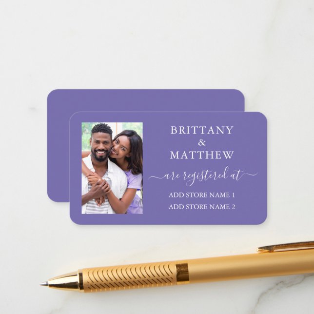 Cartão De Informações Registro de Casamento com Foto em Caligrafia Periw (Frente/Verso In Situ)