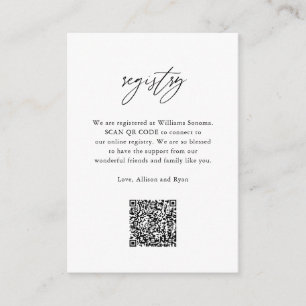 Cartão De Informações Registro de Casamento com QR Code e Caligrafia Ele