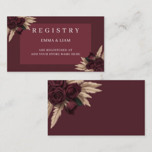 Cartão De Informações Registro de Casamento com Rosa Borgonha e Grama de