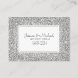 Cartão De Informações Registro de Casamento de Glitter Silver Silver Ele